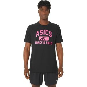 imageASICS Unisex TRACK AND FIELD Short Sleeve VNECK TOP Training ApparelPerformance Black
