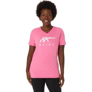 imageASICS Womens Stripes VNeck TEE Running ApparelHot Pink