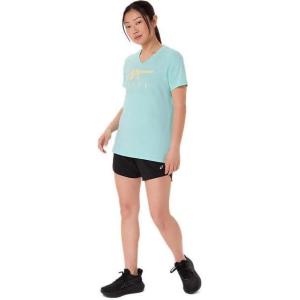 imageASICS Womens Stripes VNeck TEE Running ApparelIlluminate Mint