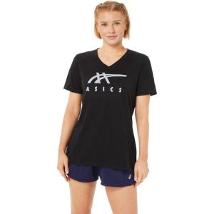 imageASICS Womens Stripes VNeck TEE Running ApparelSmokey Rose Heather