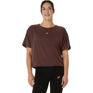 imageASICS Womens NAGINO RUN ADJUSTABLE Short Sleeve TOP Running ApparelCoffee Heather