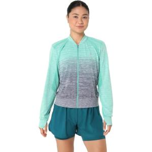 imageASICS Womens NAGINO Run Seamless Jacket Running ApparelAurora GreenBlue Expanse