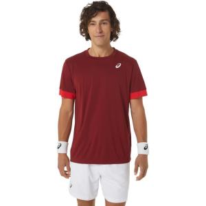 imageASICS Mens MEN COURT Short Sleeve TOP Tennis TopBeet JuiceClassic Red