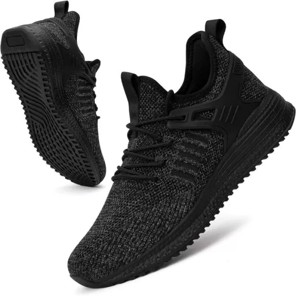 imageSDolphin Mens Running Shoes Sneakers  Tennis Workout Walking Gym Athletic Rubber Sole Breathable Comfortable Non Slip Fashion ShoesBmix All Black