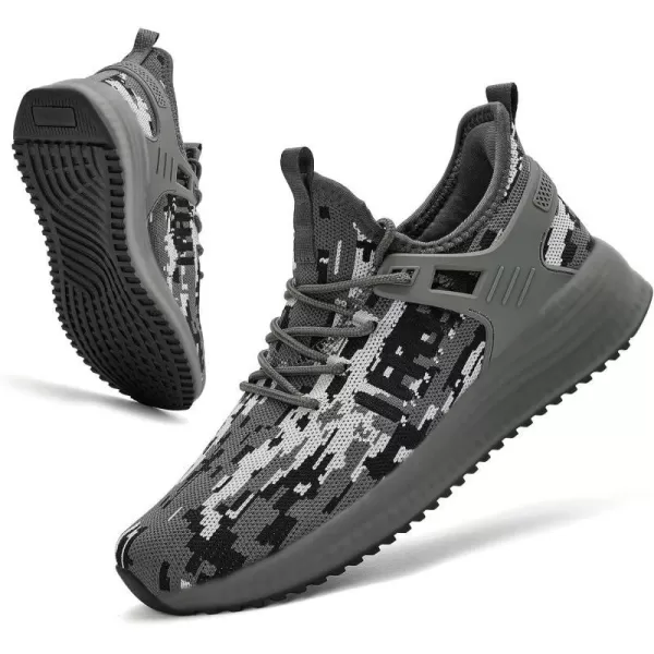 imageSDolphin Mens Running Shoes Sneakers  Tennis Workout Walking Gym Athletic Rubber Sole Breathable Comfortable Non Slip Fashion ShoesCamouflage Grey