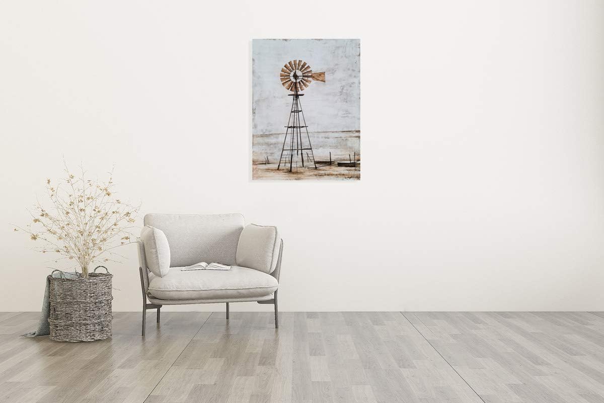 Yihui Arts Rustic Wall Decor Old Barn Canvas Wall Art Hand Painted Vintage Farmhouse Painting Pictures for Living Room