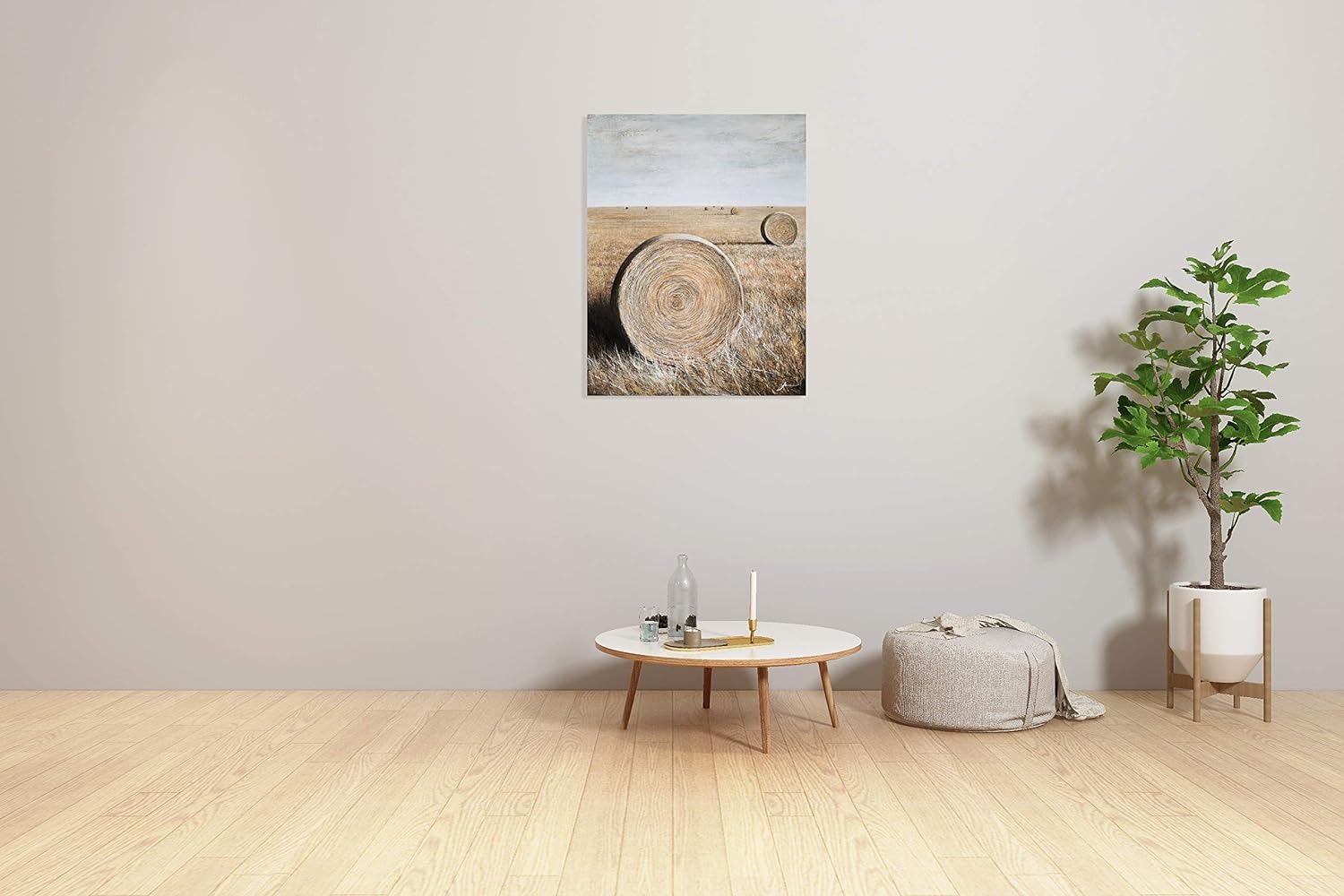Yihui Arts Rustic Wall Decor Old Barn Canvas Wall Art Hand Painted Vintage Farmhouse Painting Pictures for Living Room