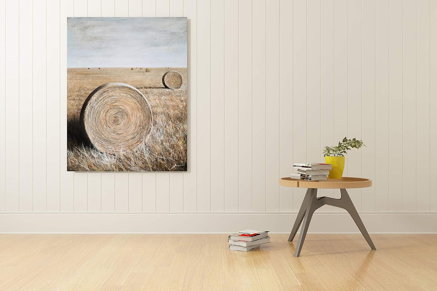 Yihui Arts Rustic Wall Decor Old Barn Canvas Wall Art Hand Painted Vintage Farmhouse Painting Pictures for Living Room