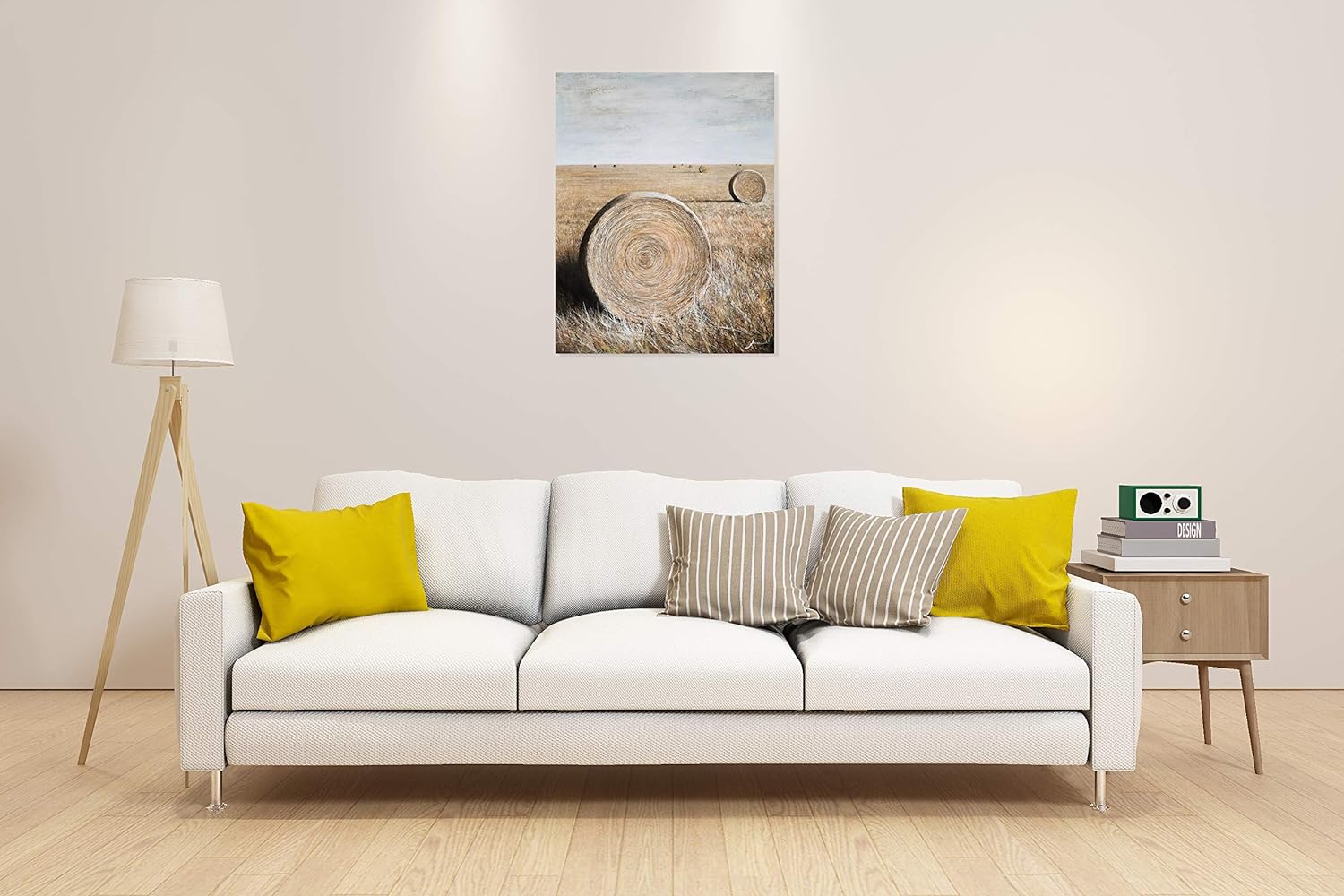 Yihui Arts Rustic Wall Decor Old Barn Canvas Wall Art Hand Painted Vintage Farmhouse Painting Pictures for Living Room