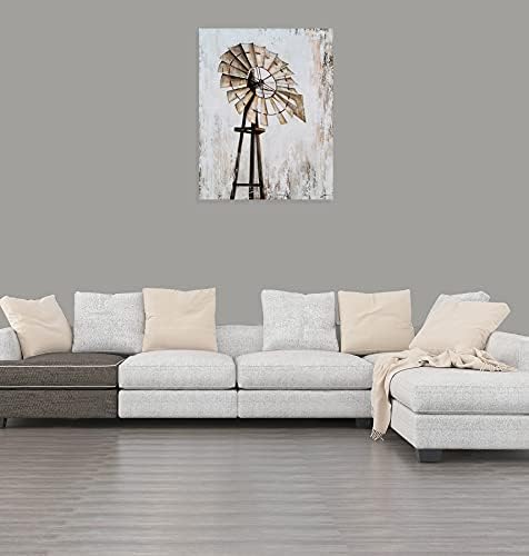 Yihui Arts Rustic Wall Decor Old Barn Canvas Wall Art Hand Painted Vintage Farmhouse Painting Pictures for Living Room