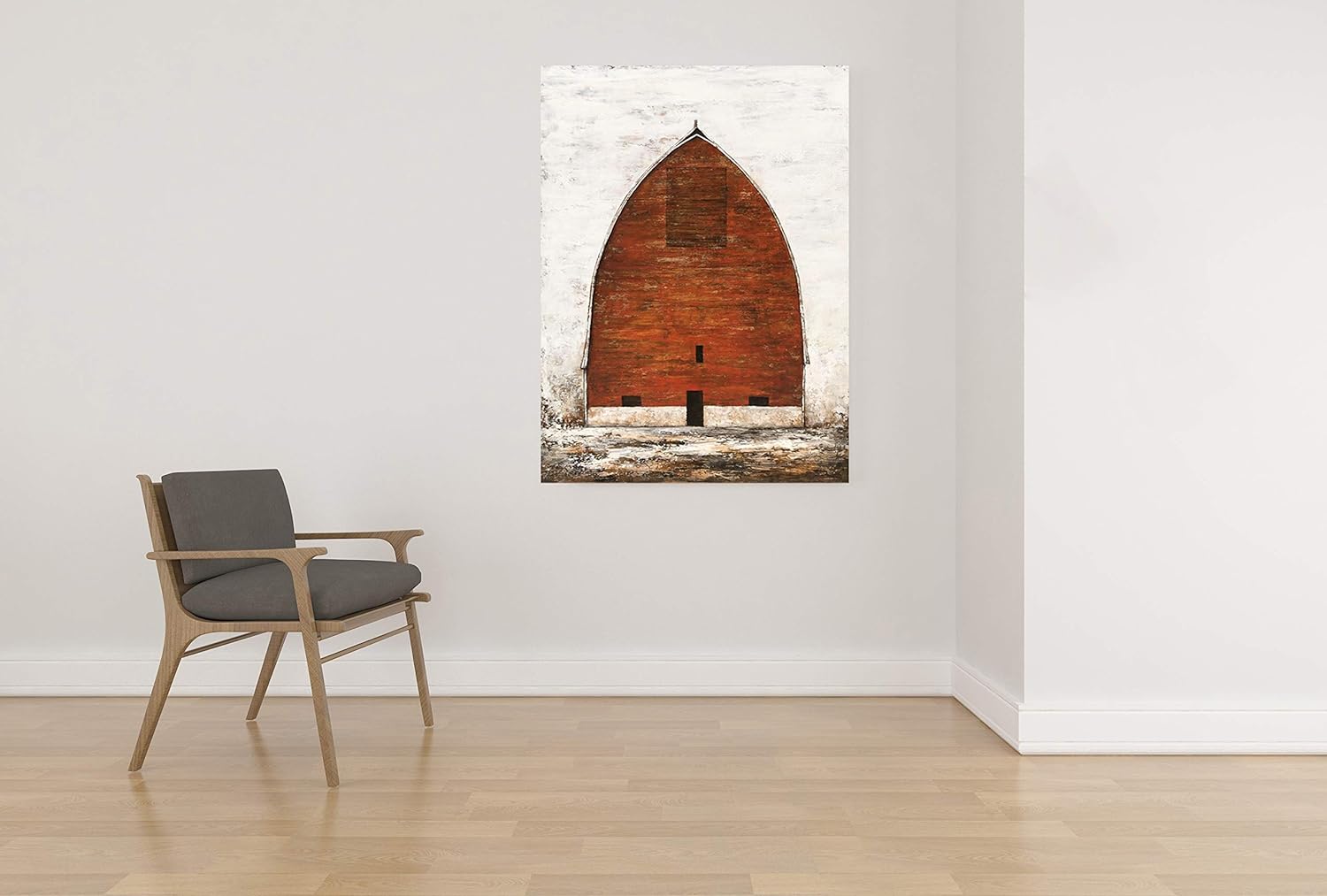 Yihui Arts Rustic Wall Decor Old Barn Canvas Wall Art Hand Painted Vintage Farmhouse Painting Pictures for Living Room