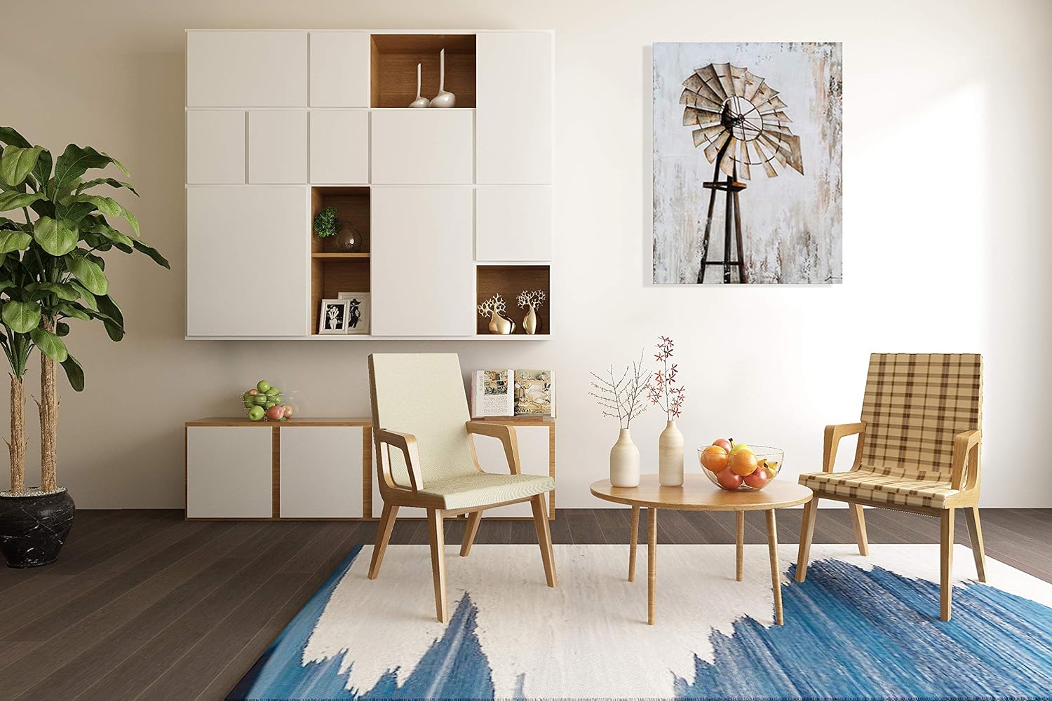 Yihui Arts Rustic Wall Decor Old Barn Canvas Wall Art Hand Painted Vintage Farmhouse Painting Pictures for Living Room