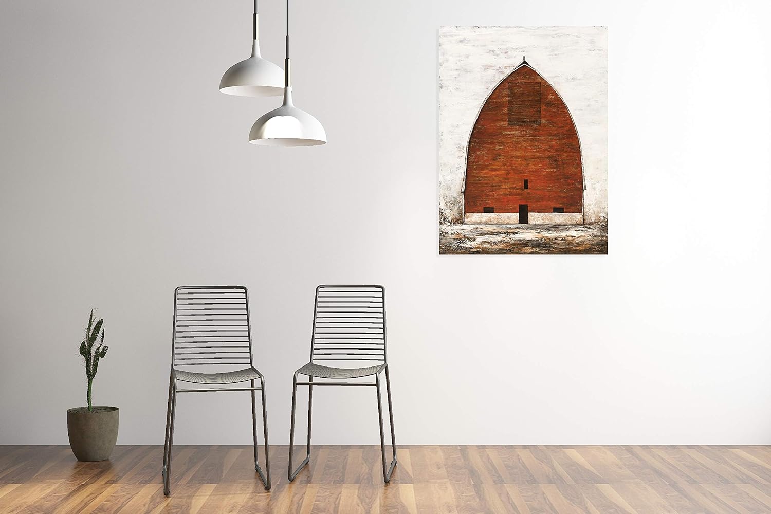 Yihui Arts Rustic Wall Decor Old Barn Canvas Wall Art Hand Painted Vintage Farmhouse Painting Pictures for Living Room