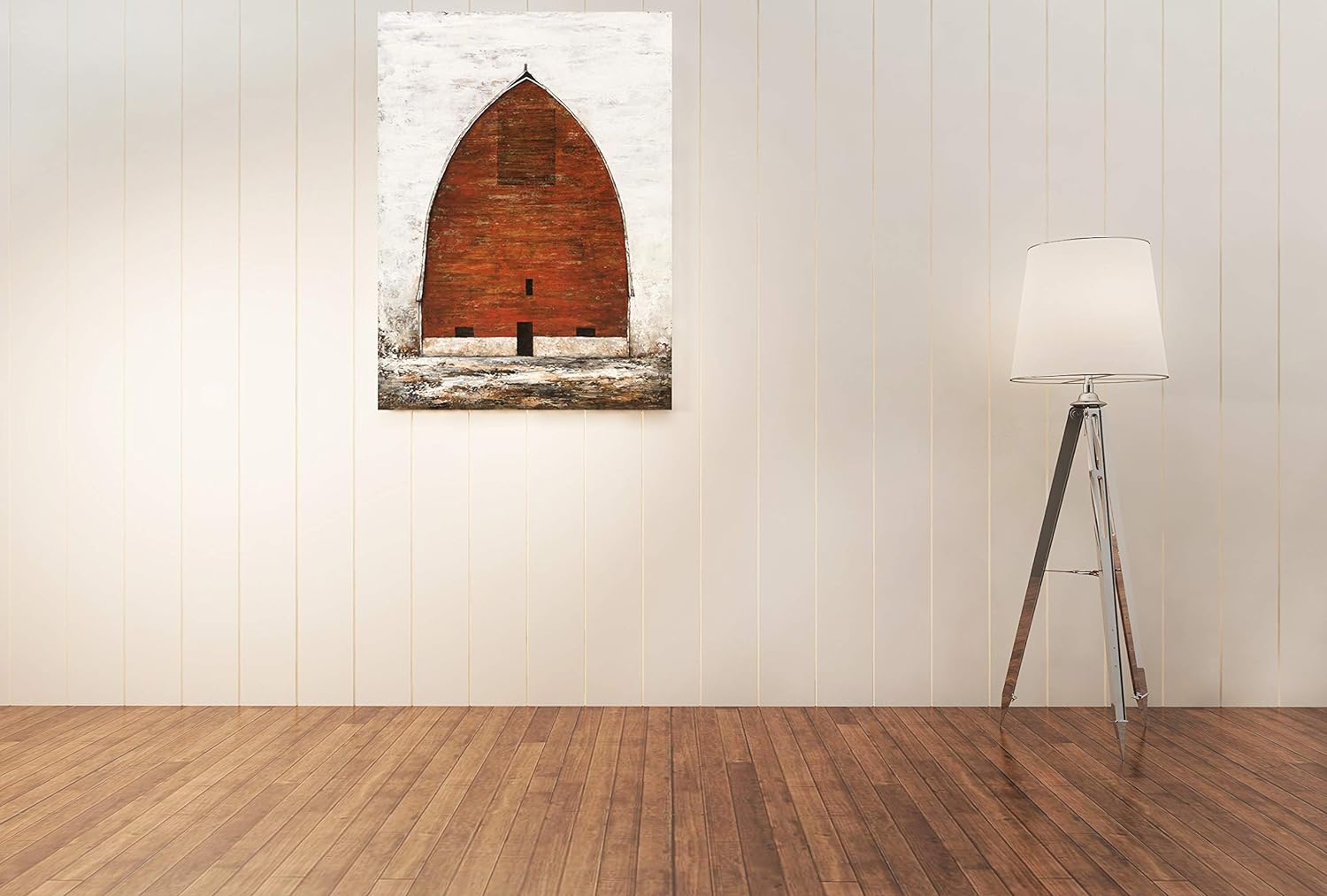 Yihui Arts Rustic Wall Decor Old Barn Canvas Wall Art Hand Painted Vintage Farmhouse Painting Pictures for Living Room