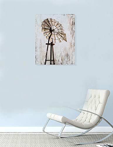 Yihui Arts Rustic Wall Decor Old Barn Canvas Wall Art Hand Painted Vintage Farmhouse Painting Pictures for Living Room