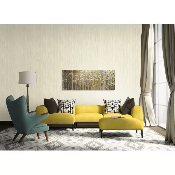 Yihui Arts 3D Silver Tree Metal Wall Art Hand Grind on Aluminum Brown Rustic Pictures in 5 Panel Modern Artwork for Living Room Bedroom Decoration 