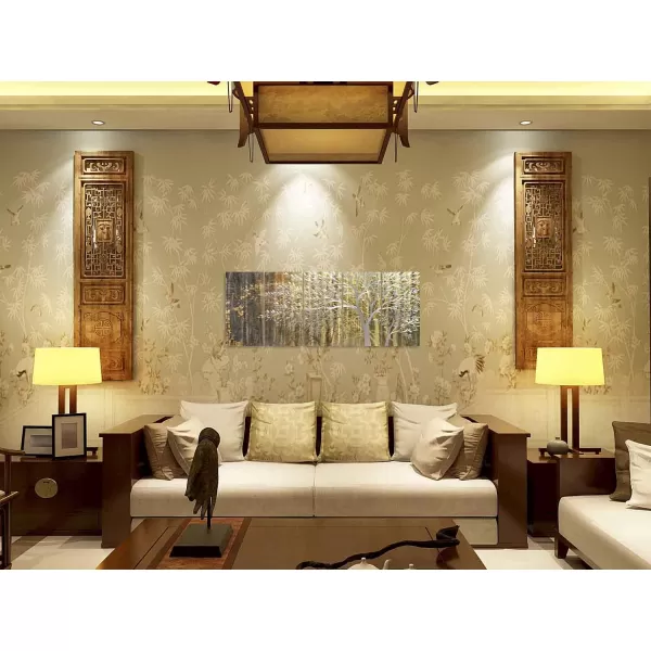 Yihui Arts 3D Silver Tree Metal Wall Art Hand Grind on Aluminum Brown Rustic Pictures in 5 Panel Modern Artwork for Living Room Bedroom Decoration 