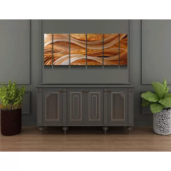 Yihui Arts Abstract Metal Wall Art for Living Room Hand Grind on Aluminum 3D Artwork Modern Pictures for Bedroom Dinning Decor 