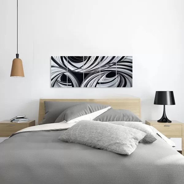 Yihui Arts Abstract Metal Wall Art for Living Room Hand Grind on Aluminum 3D Artwork Modern Pictures for Bedroom Dinning Decor 
