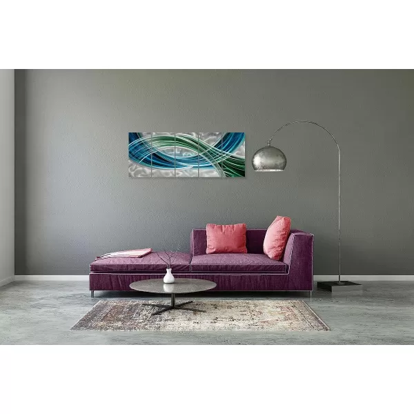Yihui Arts Abstract Metal Wall Art for Living Room Hand Grind on Aluminum 3D Artwork Modern Pictures for Bedroom Dinning Decor 