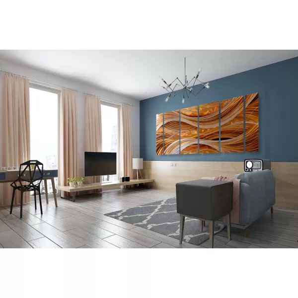 Yihui Arts Abstract Metal Wall Art for Living Room Hand Grind on Aluminum 3D Artwork Modern Pictures for Bedroom Dinning Decor 