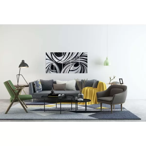Yihui Arts Abstract Metal Wall Art for Living Room Hand Grind on Aluminum 3D Artwork Modern Pictures for Bedroom Dinning Decor 
