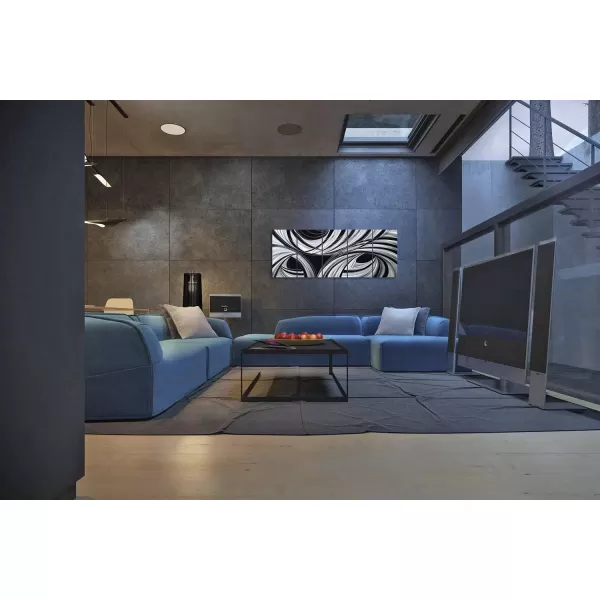 Yihui Arts Abstract Metal Wall Art for Living Room Hand Grind on Aluminum 3D Artwork Modern Pictures for Bedroom Dinning Decor 