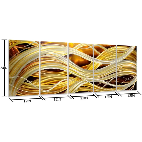 Yihui Arts Abstract Metal Wall Art for Living Room Hand Grind on Aluminum 3D Artwork Modern Pictures for Bedroom Dinning Decor 