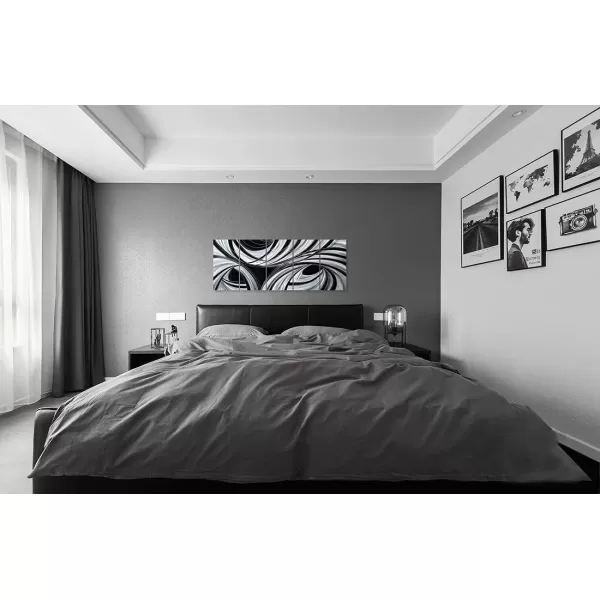 Yihui Arts Abstract Metal Wall Art for Living Room Hand Grind on Aluminum 3D Artwork Modern Pictures for Bedroom Dinning Decor 