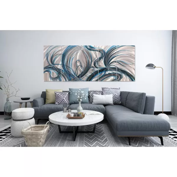Yihui Arts Abstract Metal Wall Art for Living Room Hand Grind on Aluminum 3D Artwork Modern Pictures for Bedroom Dinning Decor 