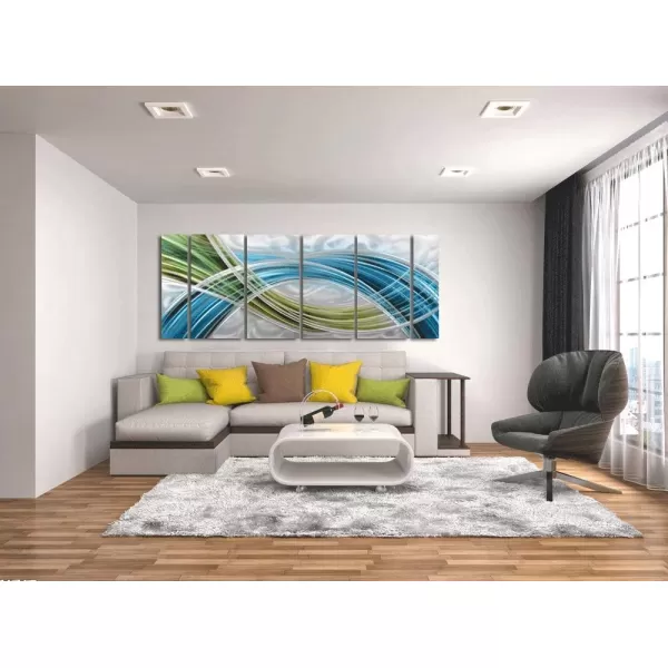 Yihui Arts Abstract Metal Wall Art for Living Room Hand Grind on Aluminum 3D Artwork Modern Pictures for Bedroom Dinning Decor 