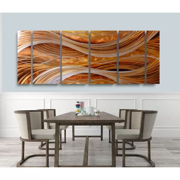 Yihui Arts Abstract Metal Wall Art for Living Room Hand Grind on Aluminum 3D Artwork Modern Pictures for Bedroom Dinning Decor 