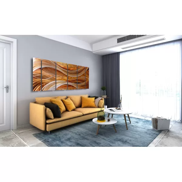 Yihui Arts Abstract Metal Wall Art for Living Room Hand Grind on Aluminum 3D Artwork Modern Pictures for Bedroom Dinning Decor 