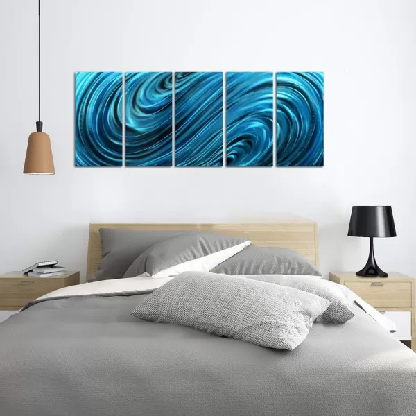 Yihui Arts Abstract Metal Wall Art for Living Room Hand Grind on Aluminum 3D Artwork Modern Pictures for Bedroom Dinning Decor 