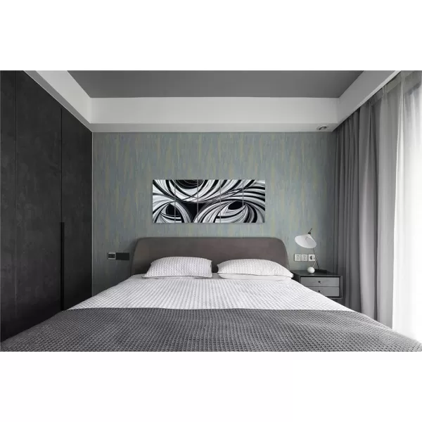 Yihui Arts Abstract Metal Wall Art for Living Room Hand Grind on Aluminum 3D Artwork Modern Pictures for Bedroom Dinning Decor 