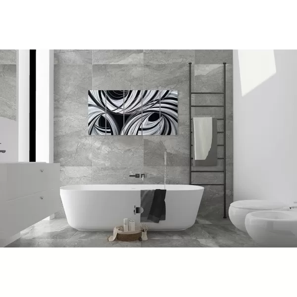 Yihui Arts Abstract Metal Wall Art for Living Room Hand Grind on Aluminum 3D Artwork Modern Pictures for Bedroom Dinning Decor 
