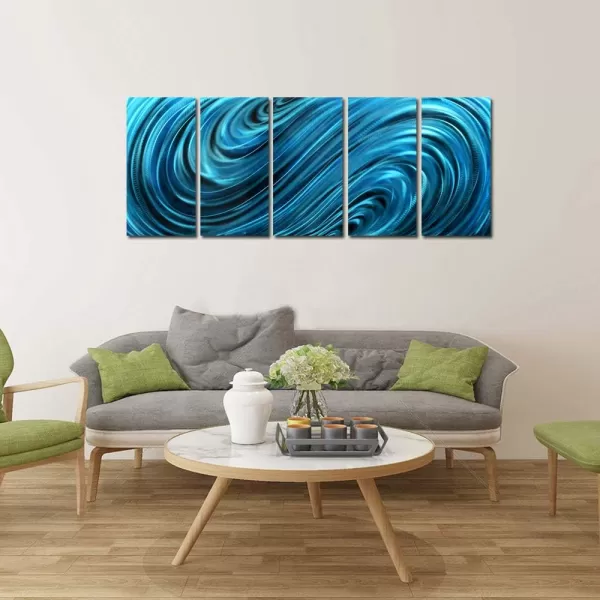 Yihui Arts Abstract Metal Wall Art for Living Room Hand Grind on Aluminum 3D Artwork Modern Pictures for Bedroom Dinning Decor 