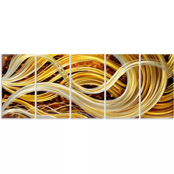 Yihui Arts Abstract Metal Wall Art for Living Room Hand Grind on Aluminum 3D Artwork Modern Pictures for Bedroom Dinning Decor 