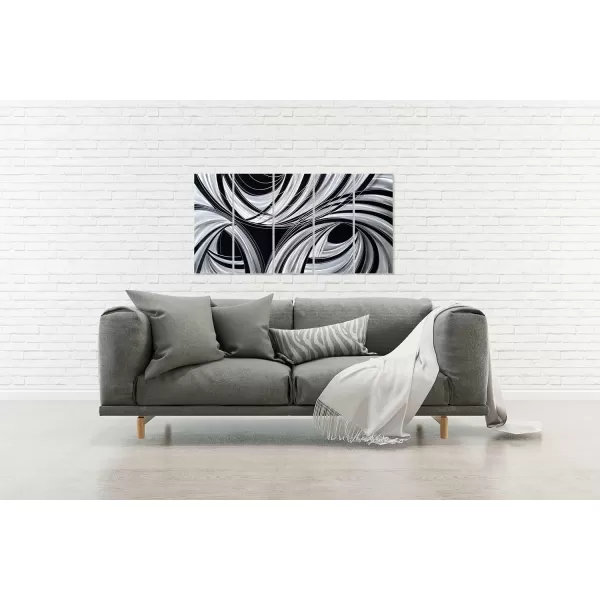 Yihui Arts Abstract Metal Wall Art for Living Room Hand Grind on Aluminum 3D Artwork Modern Pictures for Bedroom Dinning Decor 