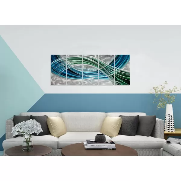 Yihui Arts Abstract Metal Wall Art for Living Room Hand Grind on Aluminum 3D Artwork Modern Pictures for Bedroom Dinning Decor 
