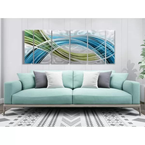 Yihui Arts Abstract Metal Wall Art for Living Room Hand Grind on Aluminum 3D Artwork Modern Pictures for Bedroom Dinning Decor 