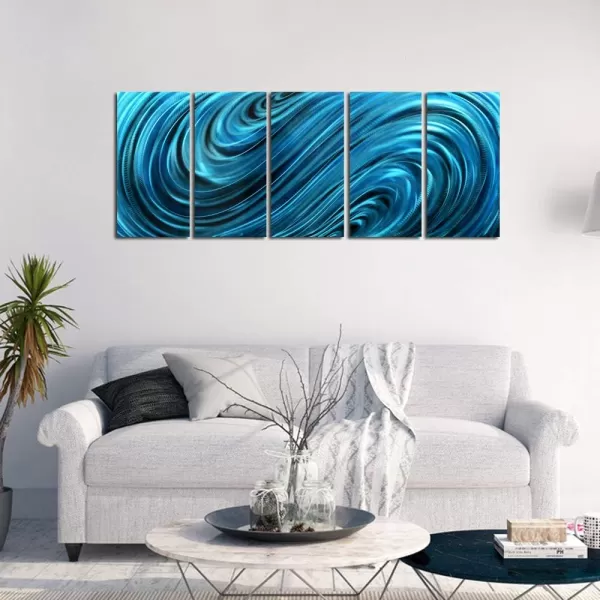 Yihui Arts Abstract Metal Wall Art for Living Room Hand Grind on Aluminum 3D Artwork Modern Pictures for Bedroom Dinning Decor 