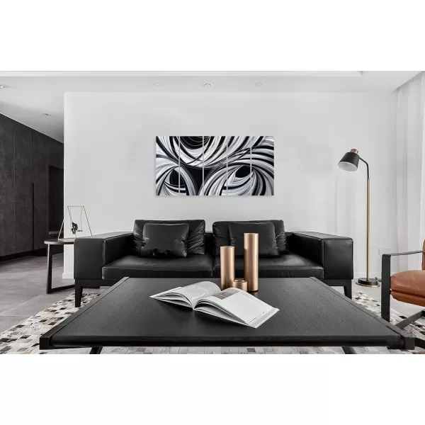 Yihui Arts Abstract Metal Wall Art for Living Room Hand Grind on Aluminum 3D Artwork Modern Pictures for Bedroom Dinning Decor 