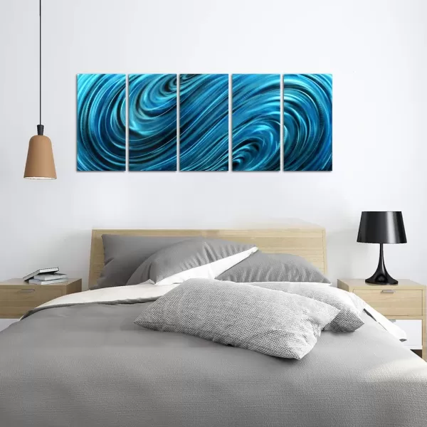 Yihui Arts Abstract Metal Wall Art for Living Room Hand Grind on Aluminum 3D Artwork Modern Pictures for Bedroom Dinning Decor 