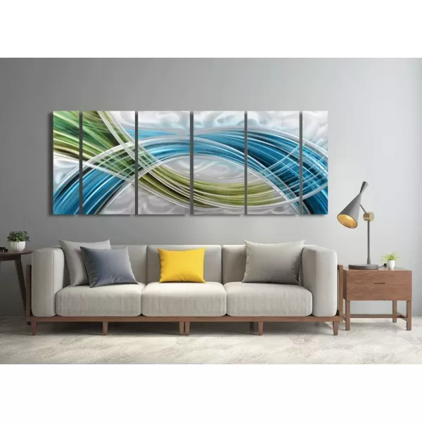 Yihui Arts Abstract Metal Wall Art for Living Room Hand Grind on Aluminum 3D Artwork Modern Pictures for Bedroom Dinning Decor 