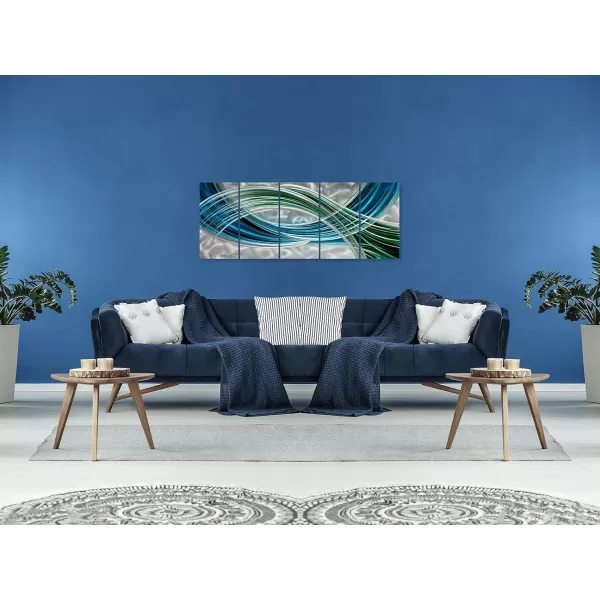 Yihui Arts Abstract Metal Wall Art for Living Room Hand Grind on Aluminum 3D Artwork Modern Pictures for Bedroom Dinning Decor 