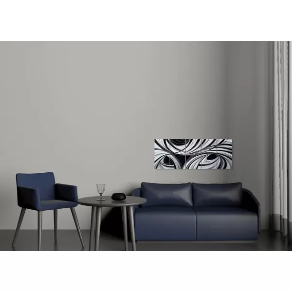 Yihui Arts Abstract Metal Wall Art for Living Room Hand Grind on Aluminum 3D Artwork Modern Pictures for Bedroom Dinning Decor 