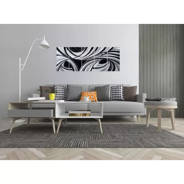Yihui Arts Abstract Metal Wall Art for Living Room Hand Grind on Aluminum 3D Artwork Modern Pictures for Bedroom Dinning Decor 