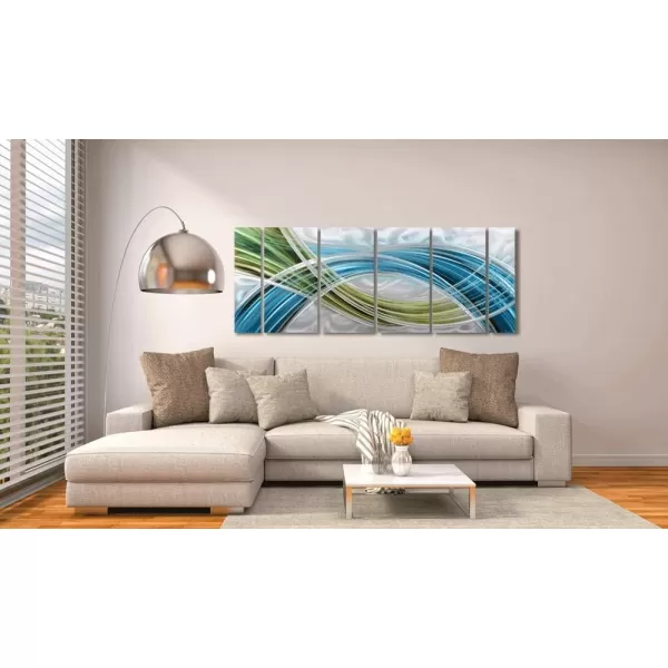 Yihui Arts Abstract Metal Wall Art for Living Room Hand Grind on Aluminum 3D Artwork Modern Pictures for Bedroom Dinning Decor 