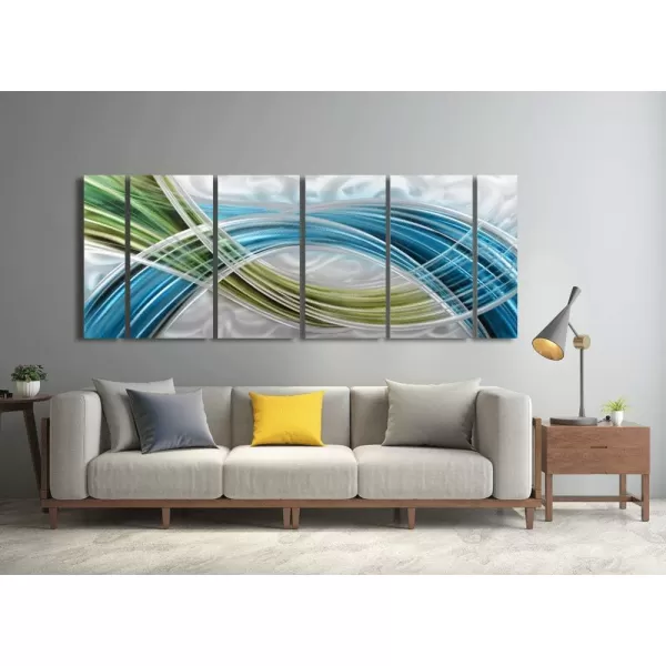 Yihui Arts Abstract Metal Wall Art for Living Room Hand Grind on Aluminum 3D Artwork Modern Pictures for Bedroom Dinning Decor 